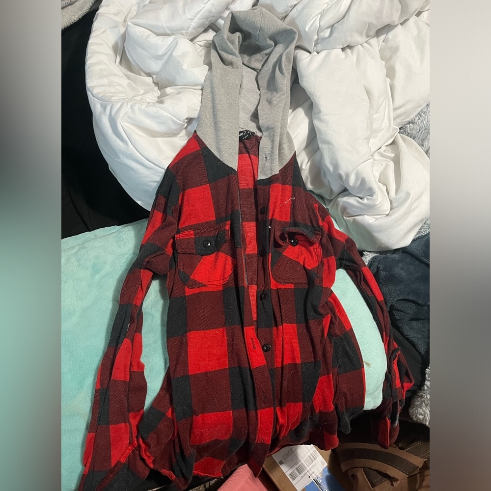 Red flannel hoodie